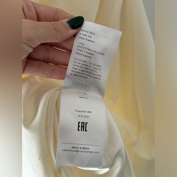 MACH & MACH Crystal Bow Embellished Draped Ivory Mini Dress 10 - Picture 14 of 15